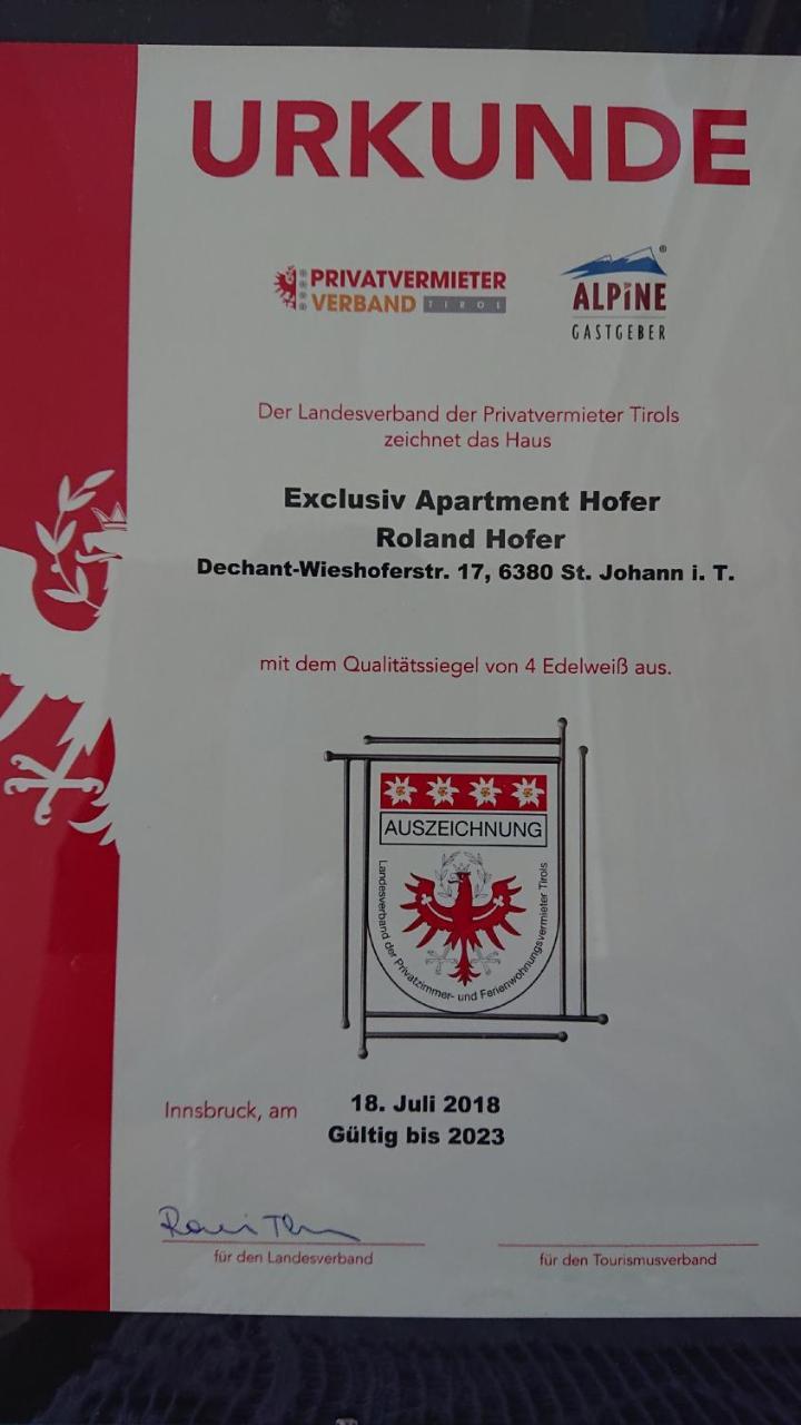Exklusiv Apartment Hofer St. Johann in Tirol Exterior foto